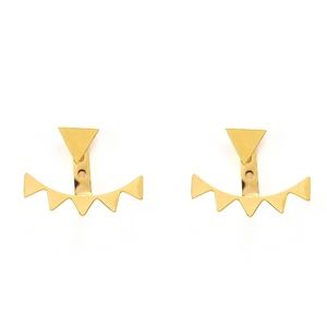Gold Triangle Ear Jacket Earrings Spikes Geometric